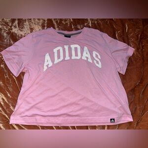 Women’s Adidas Pink Short Sleeve Shirt w/ White Lettering
